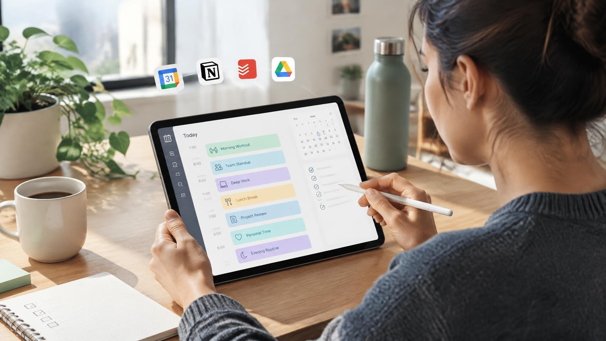 person planning with tablet
