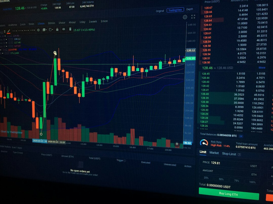 data charts on screen